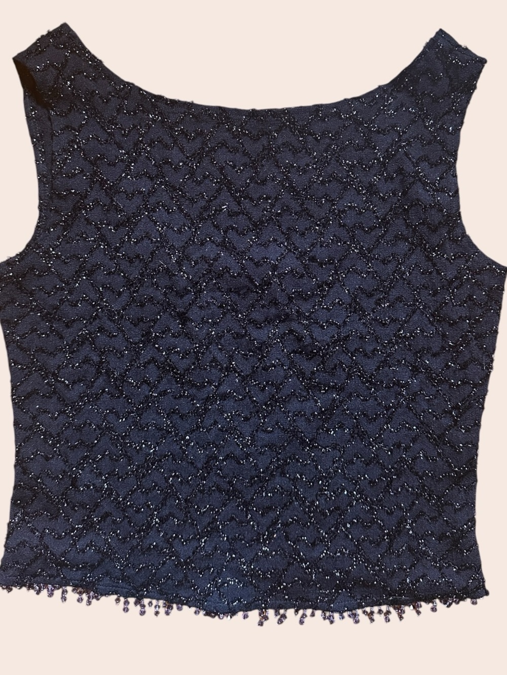 1990s Black Beaded Sleeveless Top